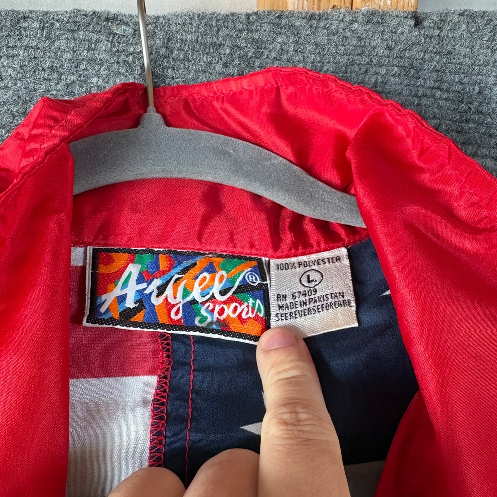 Argee Sports Vintage American Flag Windbreaker Jacket Red White Blue Mens Large - Picture 3 of 8